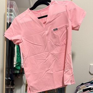 Pink FIGS V-Neck Scrub Top XS
